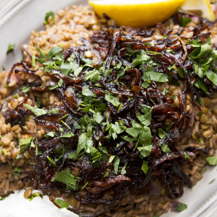 Lentils and Rice With Caramelized Onions